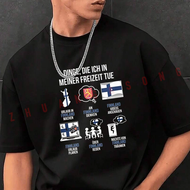 

Мужская модная футболка Finnland Spruch Lustiger, повседневные модные футболки на лето, удобные топы с короткими рукавами