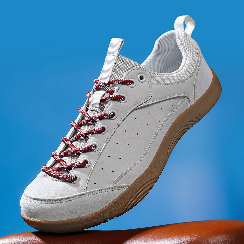 

Unisex Wide Toe Shoes Artificial Leather Sneakers Outdoor Casual Walking Shoes Lace Up Retro Men Women Minimalist Barefoot Shoes