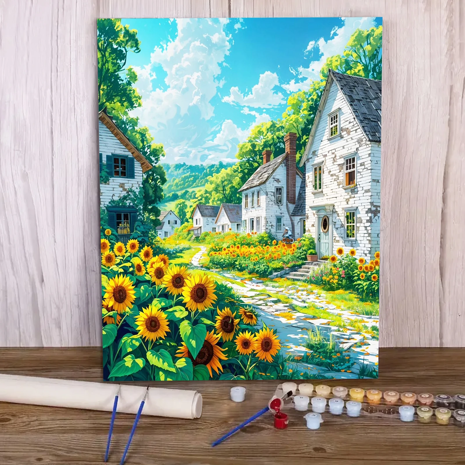 

Paint by Numbers - 40x50cm, Town Painting Kits for Beginners on Colored Canvas, Easy DIY Art for Home Decor Gift (No Frame)