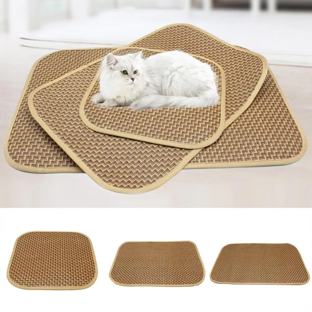 

Pet Cooling Mat Rattan Summer Pad Cat Dog Bed Mat Summer Cooling Sleeping Pad Comfortable Straw Bamboo Cushion Pet Products