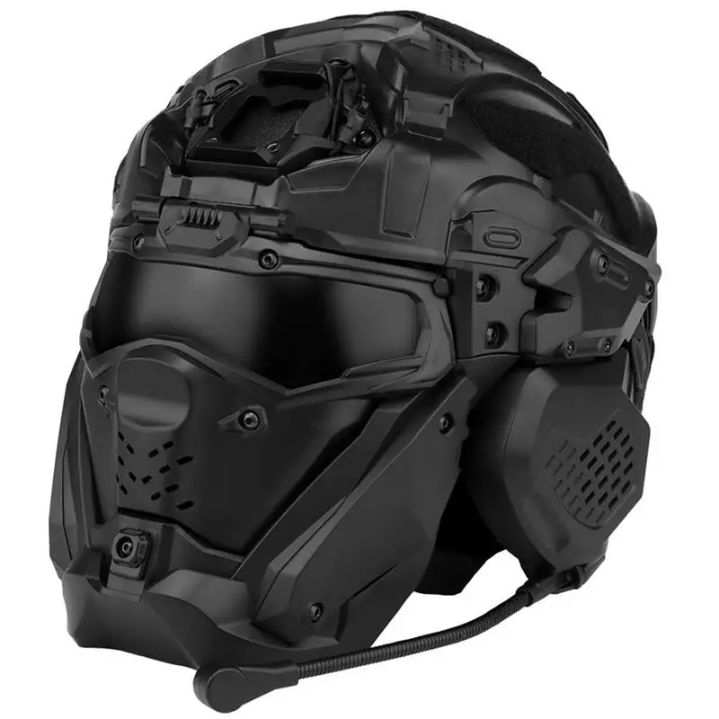 Tactical Airsoft Helmet with Flip-Up Visor & Tactical Headset & Integrated Cooling System, Modular Multicam Airsoft Accessories