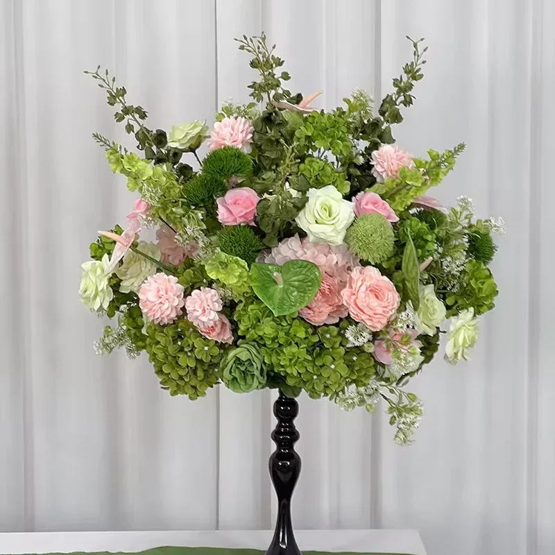 Rosa-grüne künstliche Rosen-, Hortensien- und Anthurien-Blumenarrangements für Hochzeitstischdekoration, Bankett, Event- und Partydekoration 30/70CM ﻿ – Detail 6