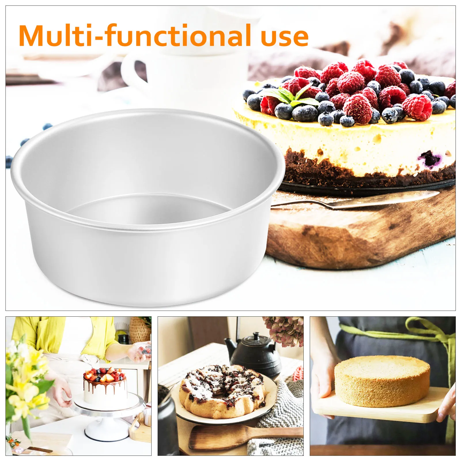 

3pcs Round Cake Molds Aluminum Baking Tins 8 Inch Nonstick Pans Safe Versatile Household Bake Ware