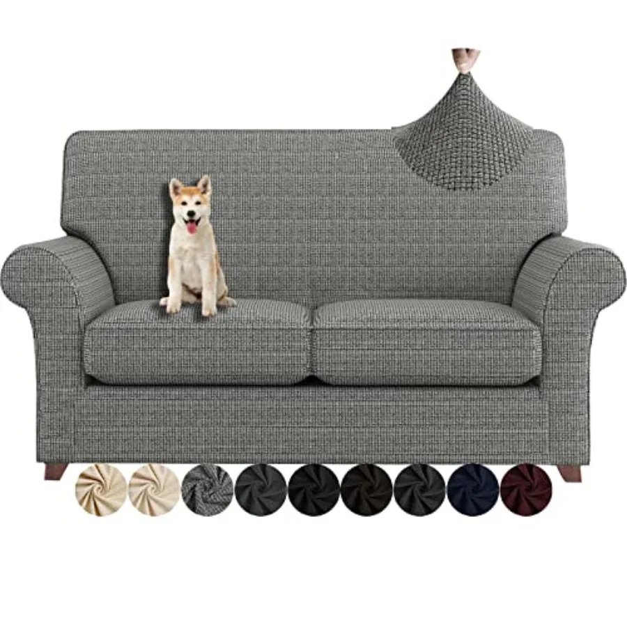 

3 Pcs Loveseat Covers for Living Room Anti Slip Stretch Couch Covers for 2 Cushion Couch Pets Dogs Sofa Slipcover Machine Washa