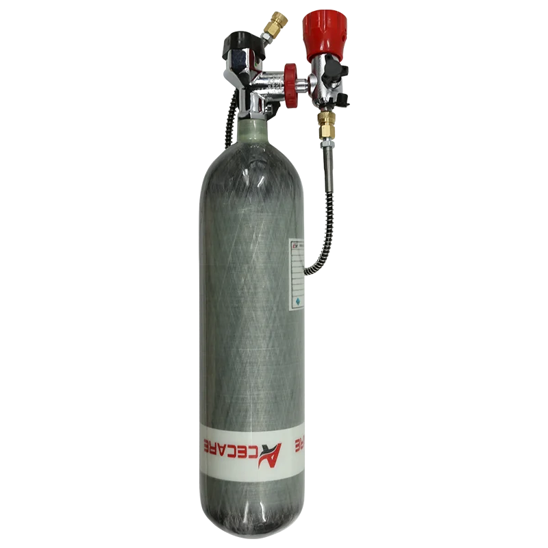 ACECARE 3L CE 4500psi 300Bar محطة تعبئة اسطوانة من ألياف الكربون مع صمام قياس الضغط M18 * 1.5