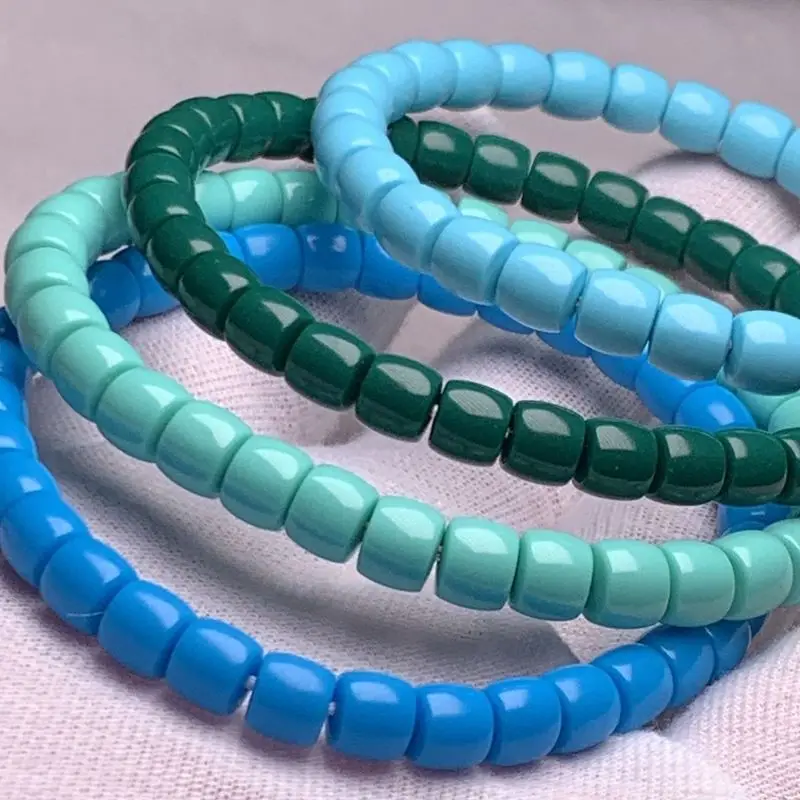 tibetan-hubei-turquoise-high-porcelain-single-strand-bracelet-old-style-straight-cut-natural-beads-unisex