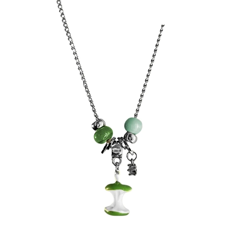 Fruit Pendant Necklace With Bead Detail and Adjustable Collarbone Chain