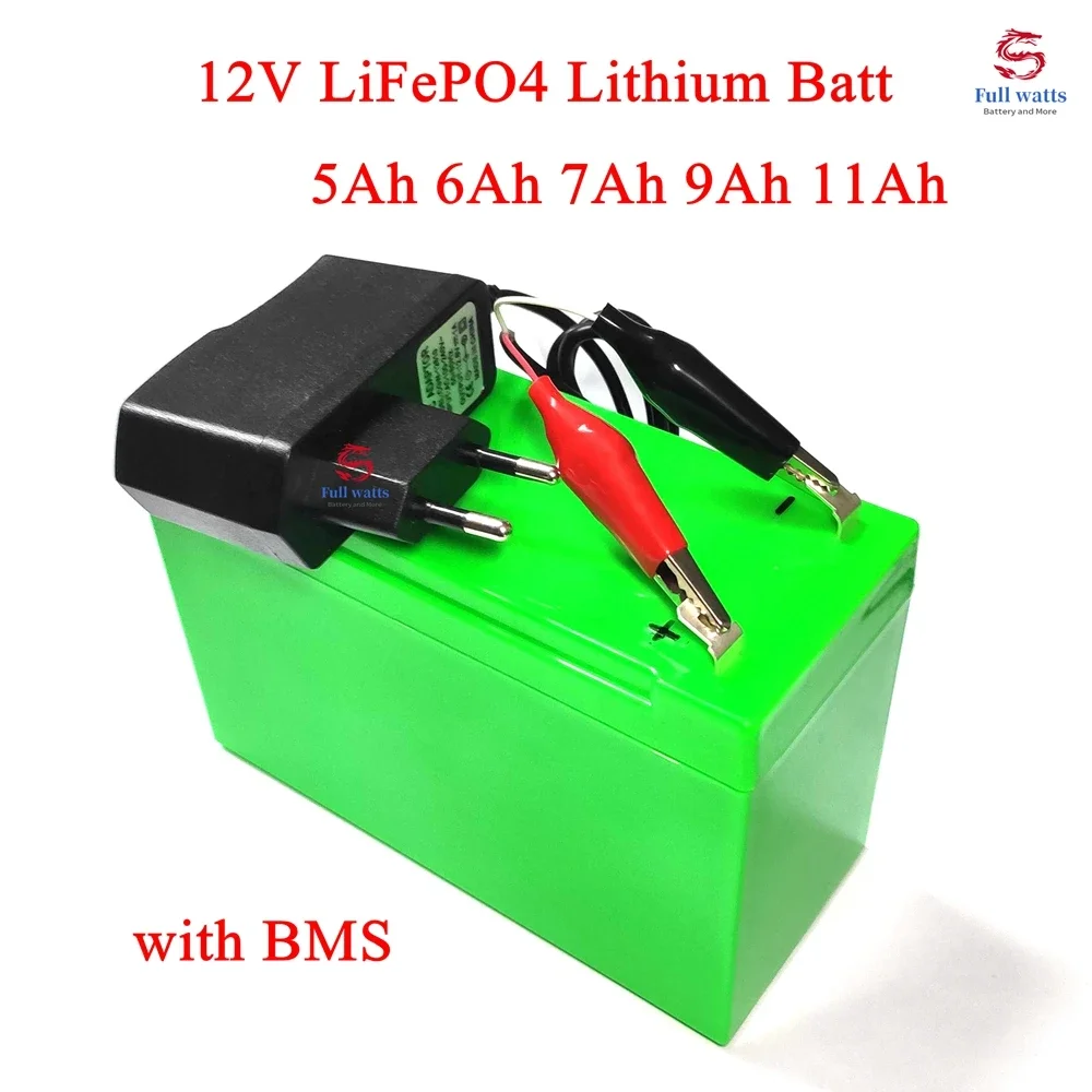 12V 11Ah 9Ah 7Ah 6Ah 5Ah LiFePO4 Lithium Battery Not Lead Acid 100w Car Toy Led + 14.6v Charger