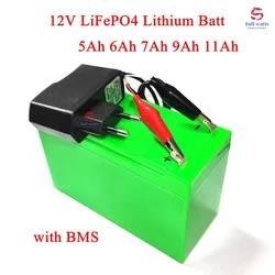 12V 11Ah 9Ah 7Ah 6Ah 5Ah LiFePO4 Lithium Battery Not Lead Acid 100w Car Toy Led + 14.6v Charger