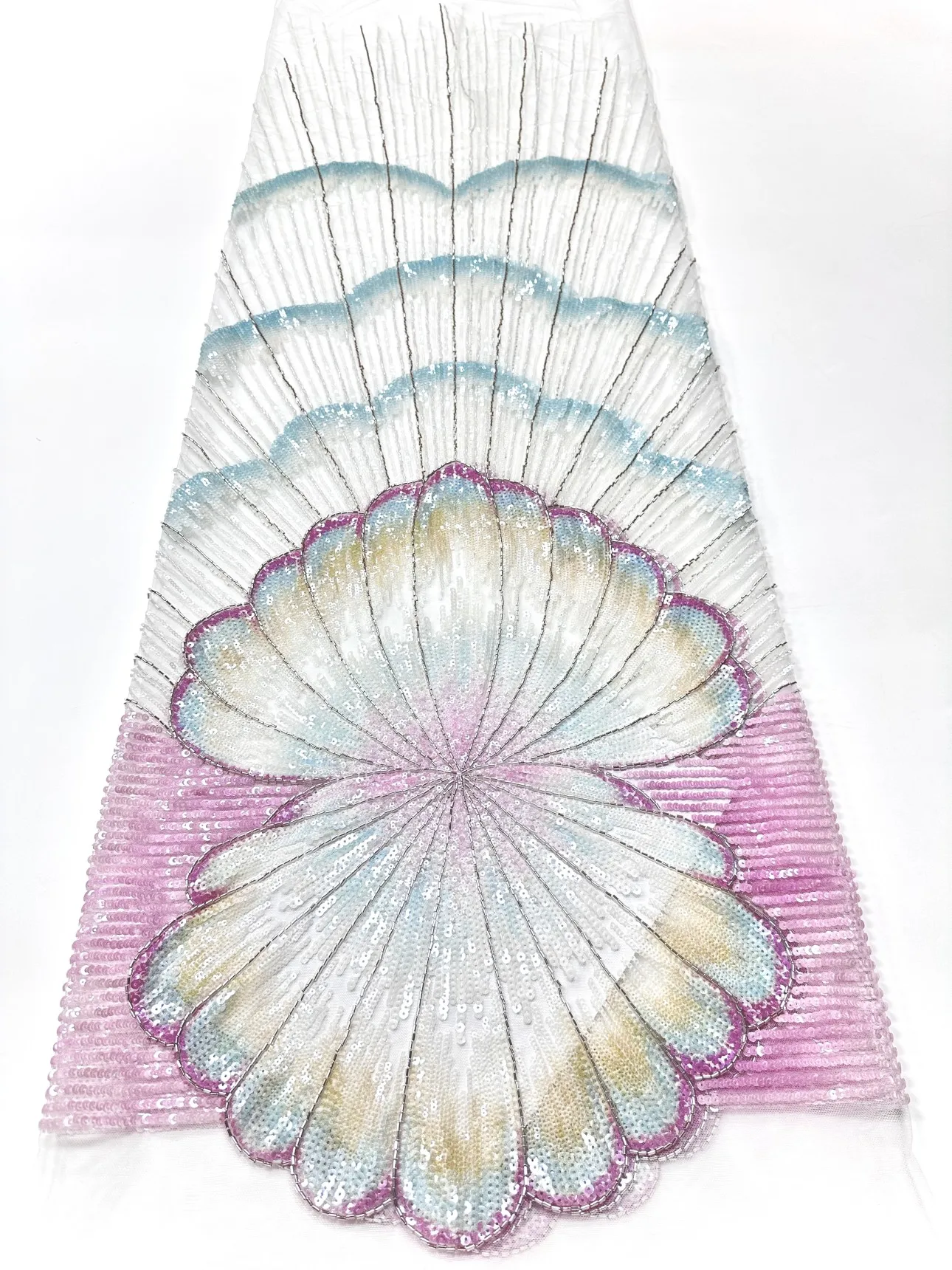 

Elegant French Embroidery Mesh Lace Fabric with Bead And Sequin for African Nigerian Wedding Dresses Fashionable