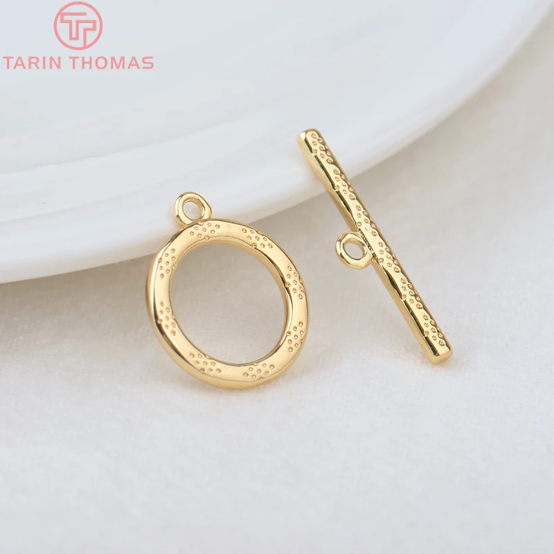 (3452)6 Sets 24K Gold Color Plated Brass Bracelet O Toggle Clasps High Quality Diy Jewelry Making Findings Accessories