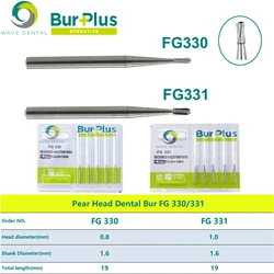 Falowa wiertła dentystyczne wolframowa wiertło węglikowe gruszka wiertło dentystyczne FG dla szybka prostnica stomatologii truskawki 5 sztuk/paczka