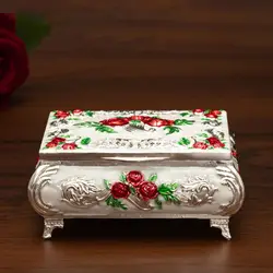 European Rose Romantic Accessible Luxury Creative Jewelry Box Necklace Box High-end Metal Storage Box Valentine's Day Gift