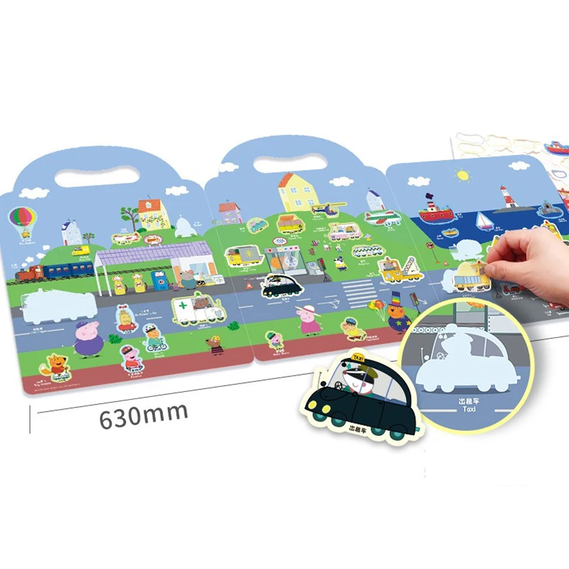 Peppa Pig – pâte à gelée pour livre silencieux, autocollant de dessin animé pour enfants de 3 à 6 ans, jouet éducatif, cadeau d'anniversaire