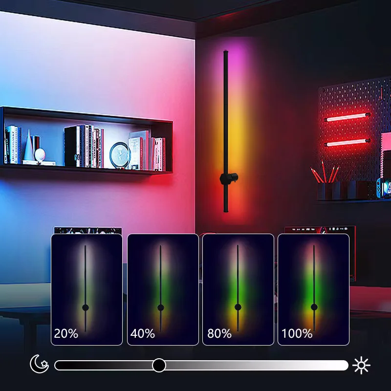 Smart LED Wall Lamp RGB CCT Voice Control App Remote Music Sync Eco-Friendly Residential Living Room Plastic USB Dimmable