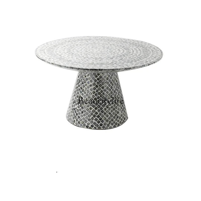 

FG40Sili Style Advanced Coffee Table Living Room Shell round Table Creative and Slightly Luxury French Corner Table