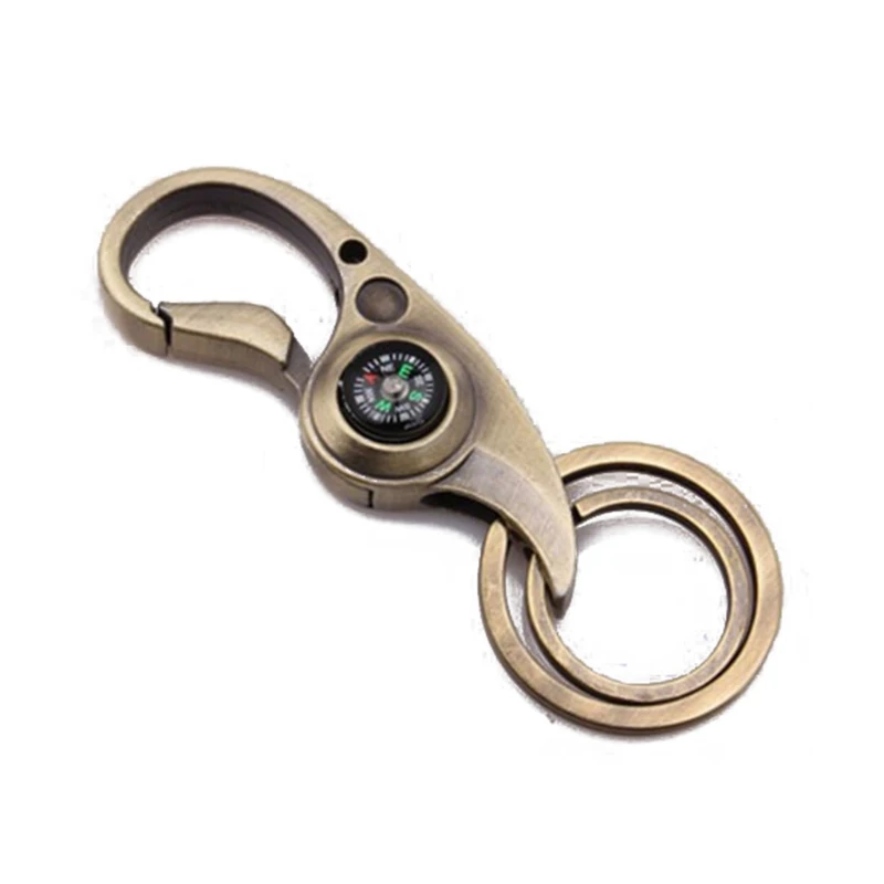 QM82 2 In 1 Carabiner Micro Compass KeyChain Buckle for Hiking Camping Common Use Mountaineering Portable for Key Chain