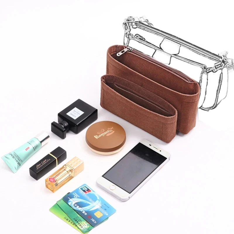 Felt Insert Bag For MULTI POCHETTE Travel Inner Purse Portable Cosmetic Bag In Bag Organizer