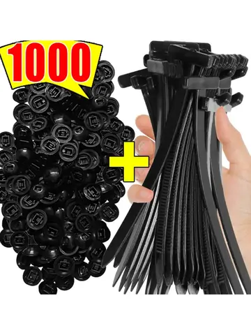 Bilashmart 100-1000pcs Nylon Cable Tie Buckle Self-Locking Zip Ties Plastic Car Fasteners Car Body Fixed Clips Accessories for Car Repair