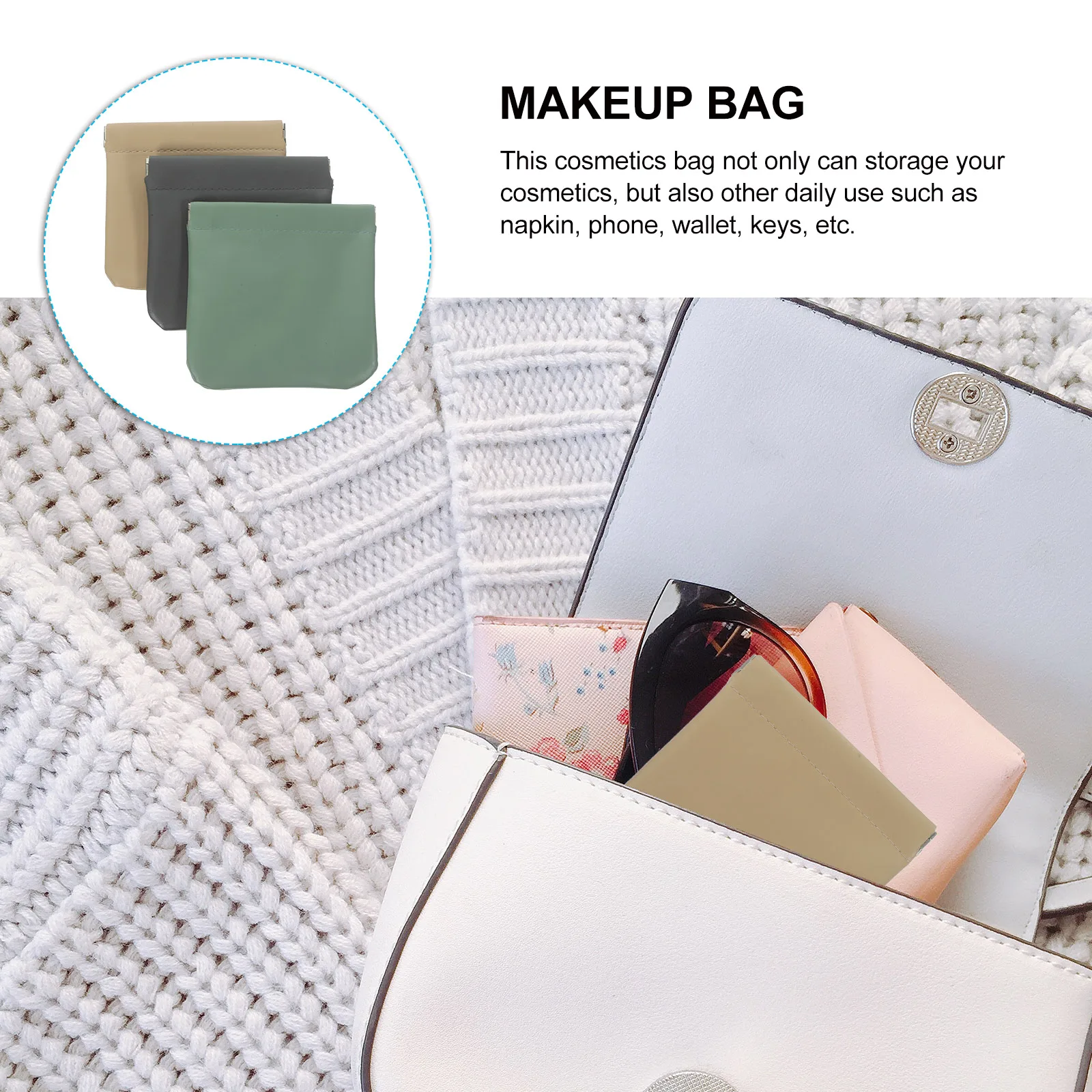 

3pcs Travel Makeup Bags Portable Cosmetics Bag Small Makeup Pouch Durable Lightweight Skincare Organizer Mini Bag