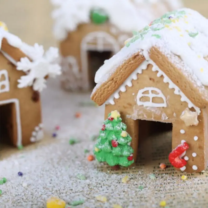 Molf Christmas Gingerbread House Mold Xmas imprezowy stół jadalny jedzenie dla mini metalowego pieczenia chleba gadżetu