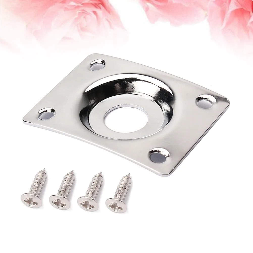 1Set Jack For Guitar Builder Plate Indented Curved Square Nickel Plated Output Input Pickup Socket Electric Bass