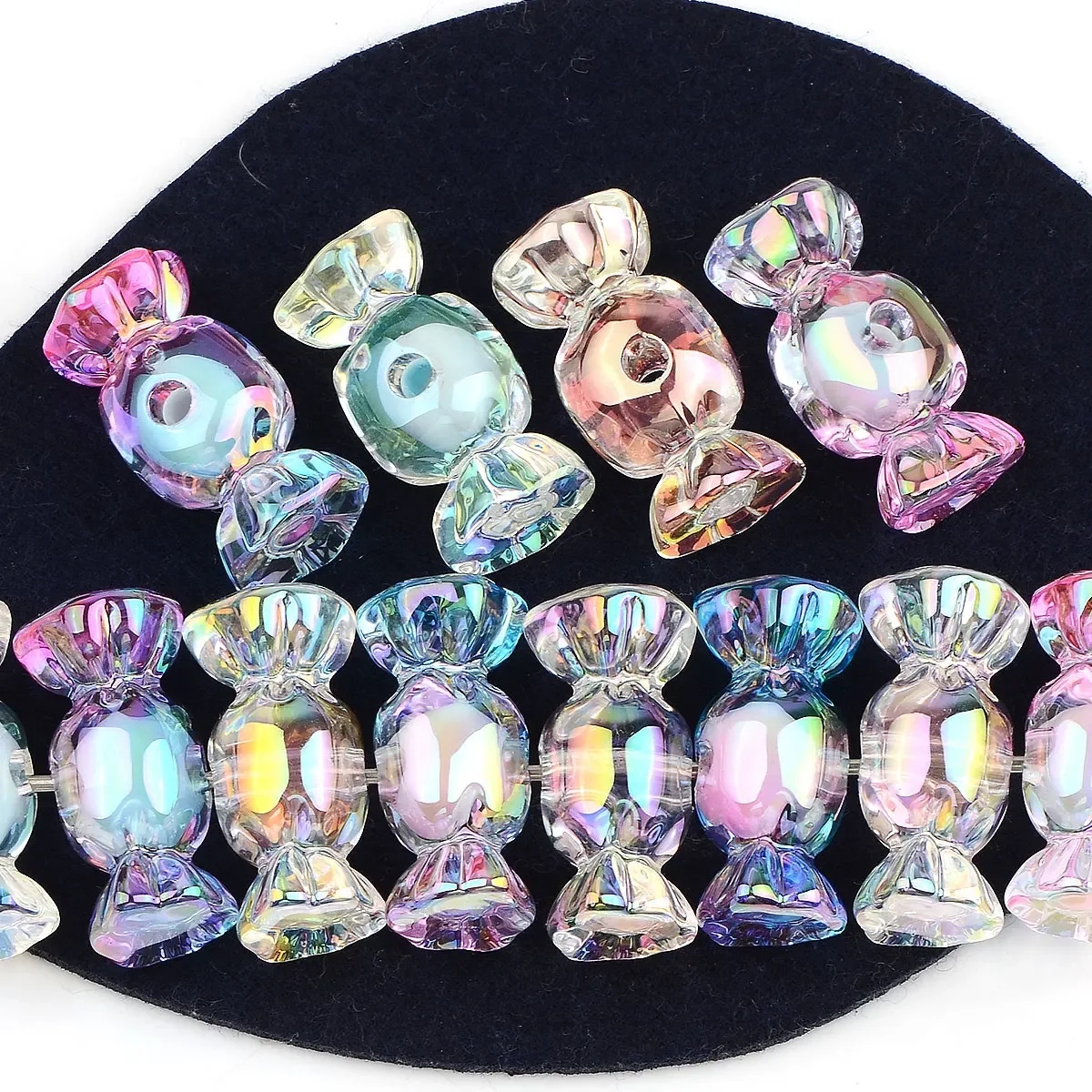 8pcs 3.1x1.5cm Random Color Mix Colorful Transparent Candy Shape Acrylic Beads Bracelet Ornaments Beaded Pen Accessories