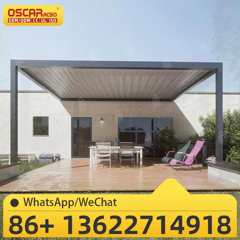 Parasol de jardín, persianas ajustables impermeables automáticas para Patio, patio, terraza, pérgola