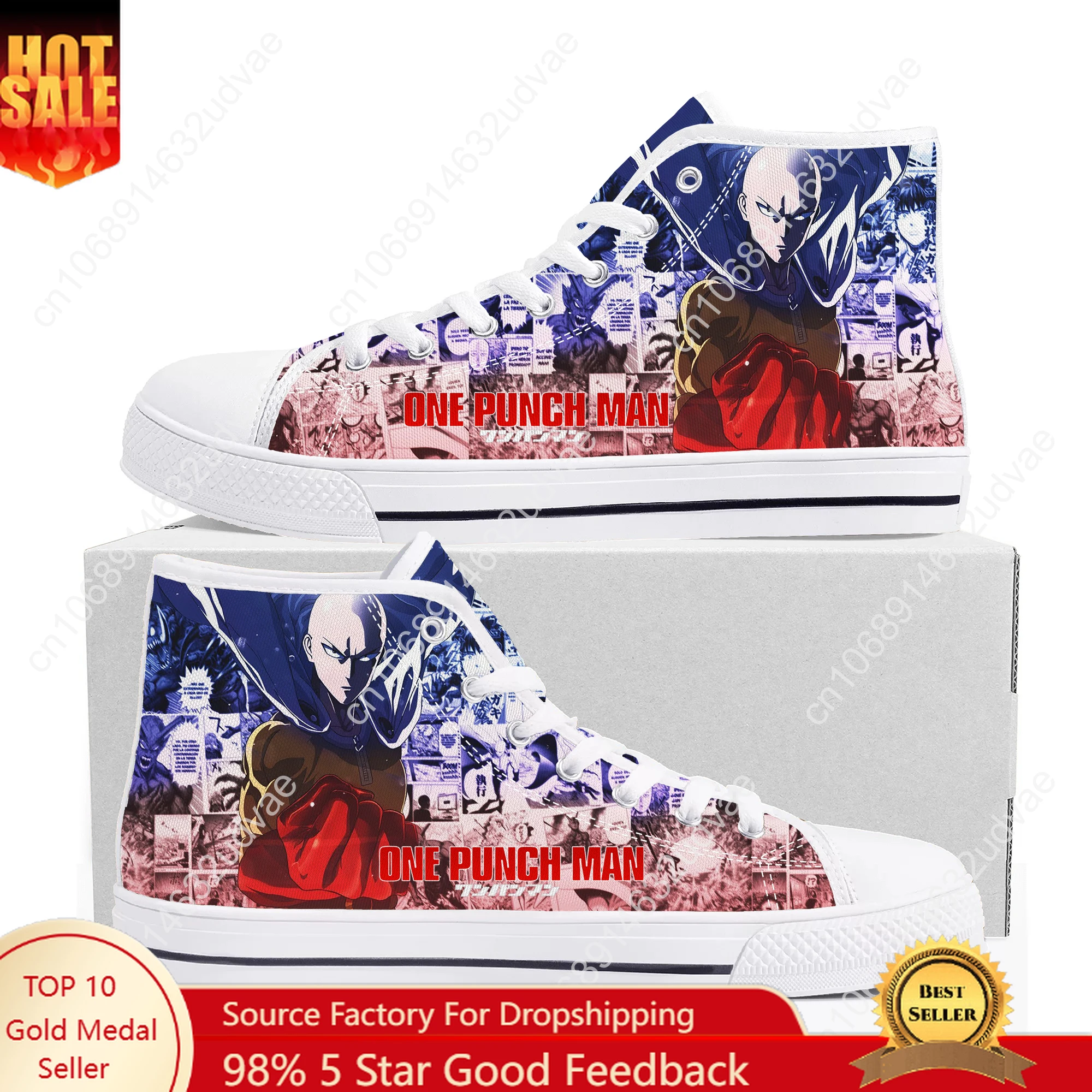 

One Punch Man High Top Sneakers Mens Womens Teenager High Quality Canvas Sneaker 3D Print Casual Couple Shoes Personalized Shoe