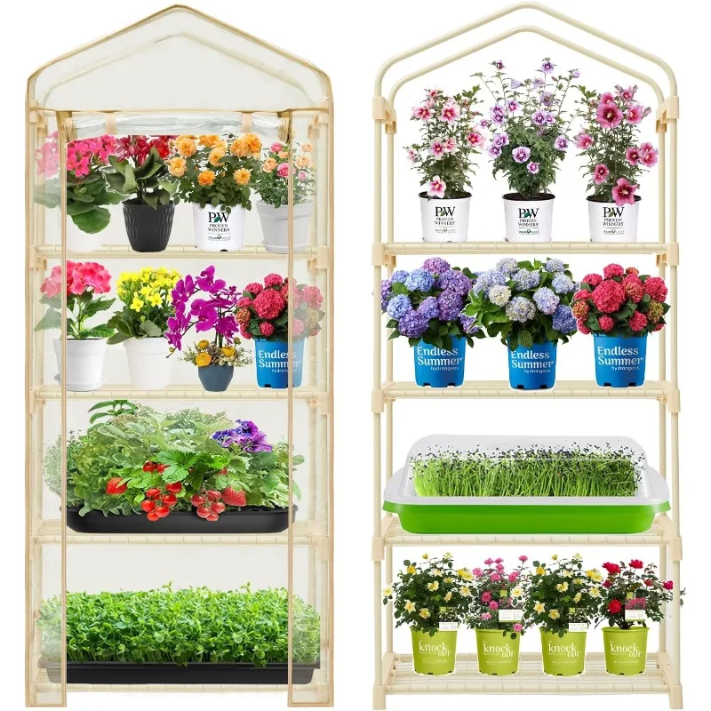 

Garden 4-Tier Greenhouse – for Indoor Outdoor Gardening Hot House w/ Zippered Cover and Metal Shelves for Growing Vegetables, Fl