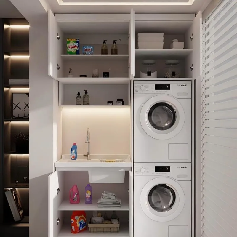 All-aluminum honeycomb balcony cabinet, washing and drying set integrated cabinet, double washing machine combination,