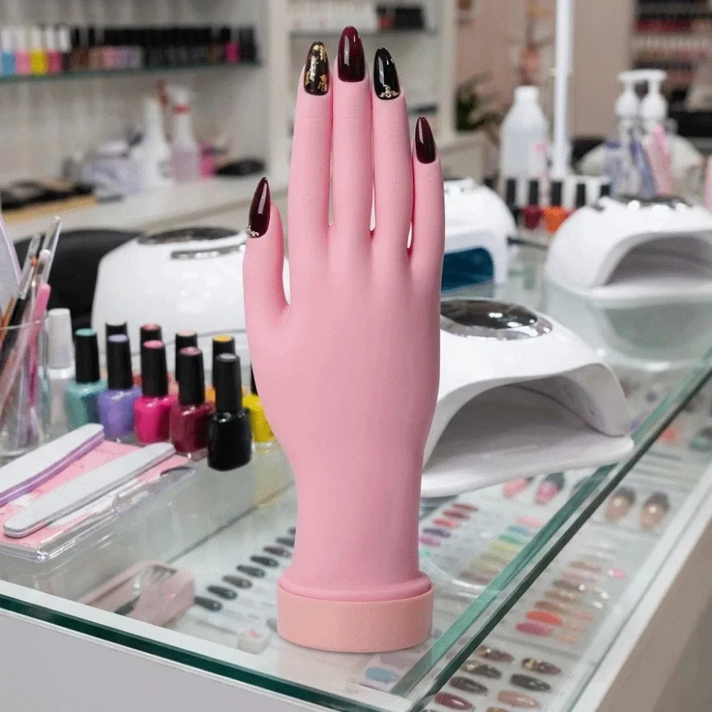 Durable Flexible Nail Practice Hand Multi-joint Silicone Fake Hand Nail Display Soft Bendable Hand Model Nail Salon Tools