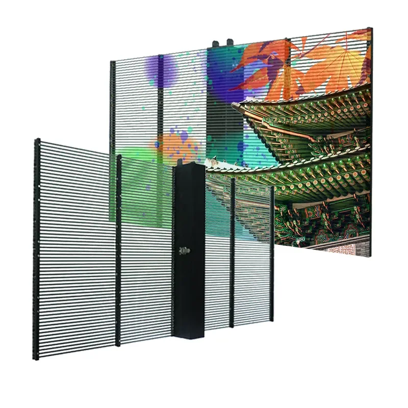 Full Color Ultra Transparent LED Screen Custom Window Video Wall Text Animation Display For Retail Mall Shop