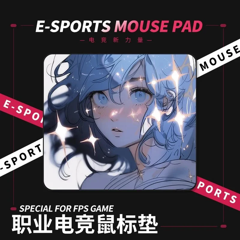 Podkładka pod mysz z niebieskimi włosami, szklana, bez obszycia, prosta podkładka z tekstem, mata na biurko dla ucznia, podkładka pod mysz komputerową, mata na biurko pod laptopa.