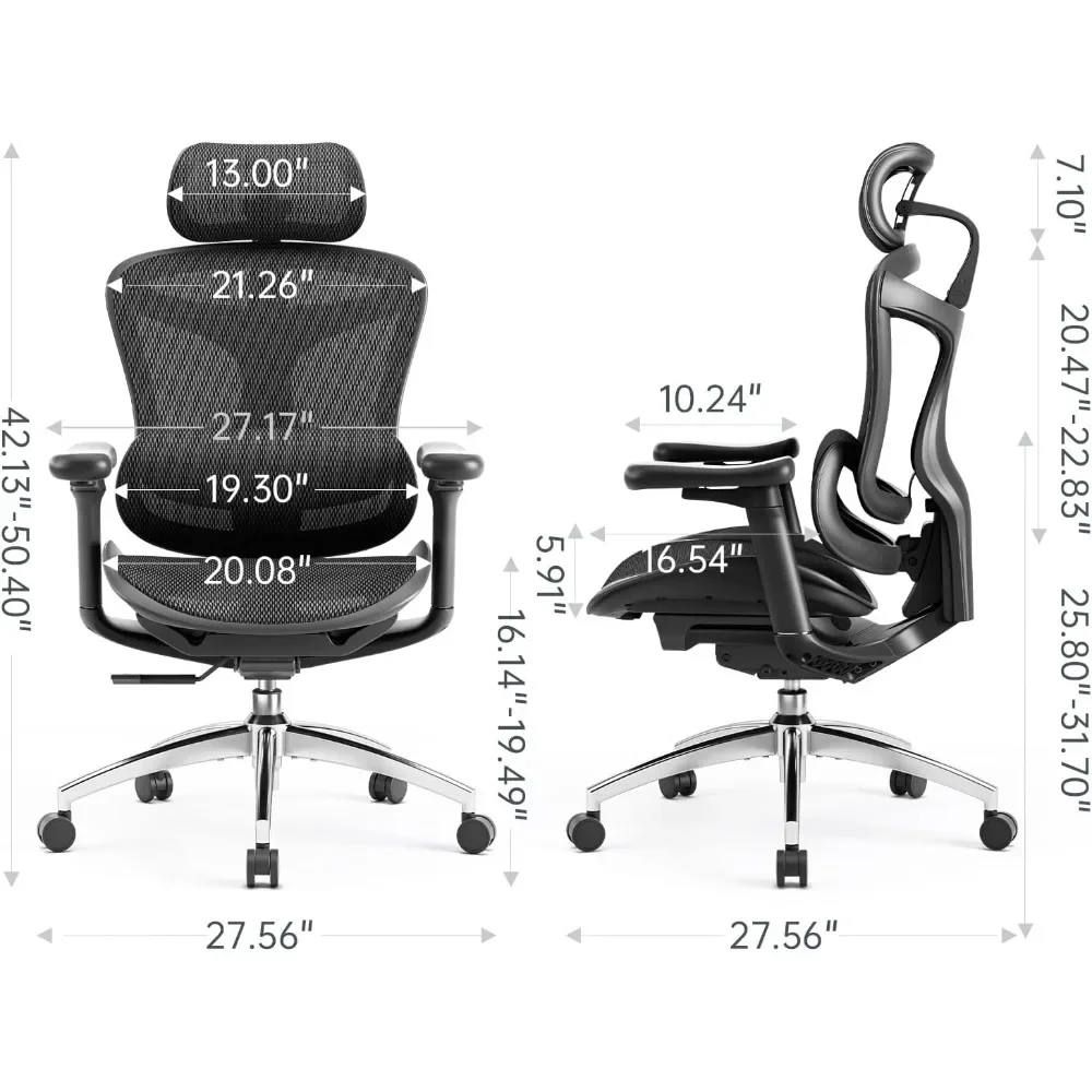 Doro C300 Ergonomic Office Chair with Ultra Soft 3D Armrests, Dynamic Lumbar Support for Home Office Chair, Adjustable Backrest