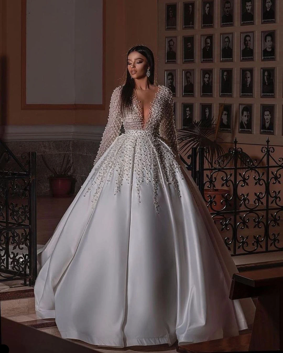 Spitze Appliques Hochzeit Kleider Ausgestelltes Lange Ärmeln Brautkleider Nach Maß Schatz Bodenlangen Vestido de novia