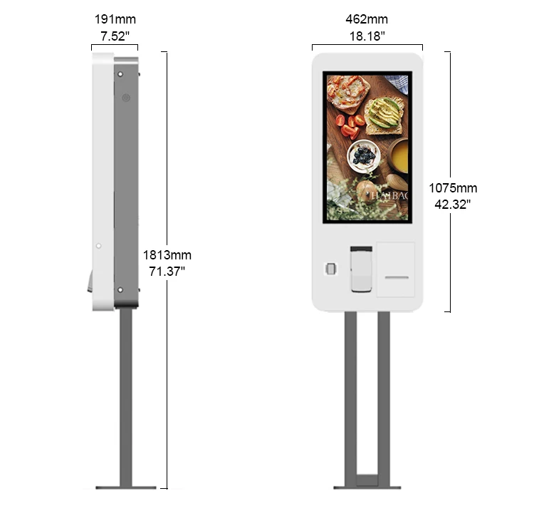 32 Inch Lcd Touch Screen Self Service Terminal Restaurant Ordering Face Recognition Payment Kiosk