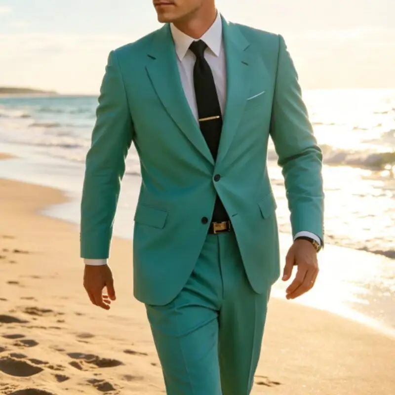 Latest Design Formal Occasion Men Suits Groom Groomsman Wedding Party Prom Business Suit Male Tuxedos 2 Piece Sets Blazer Pants