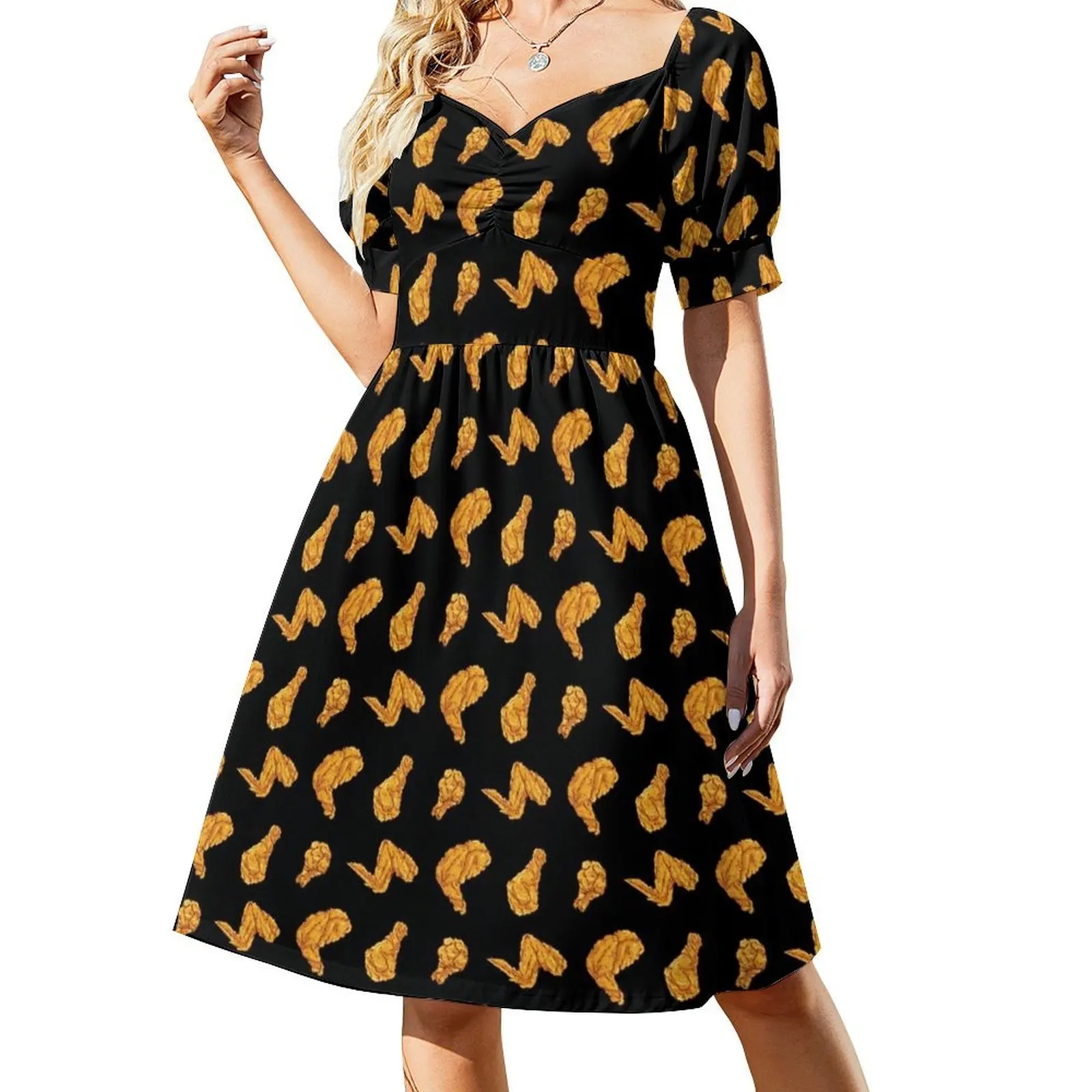 

Fried Breaded Crispy Chicken Short-Sleeved Dress luxury women's party dress evening prom Prom gown prom dresses 2025