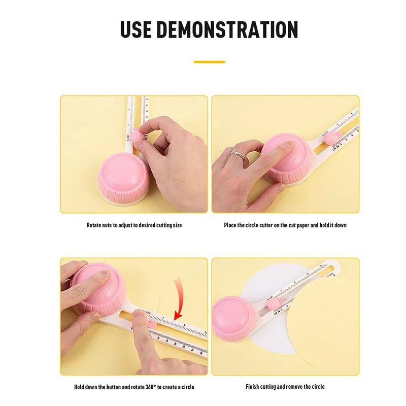 Macaron Color Circular Paper Cutter Scrapbook Cards Circle Shape Cutter 360 Rotary Circle Cutter Manual DIY Round Cutting Knife