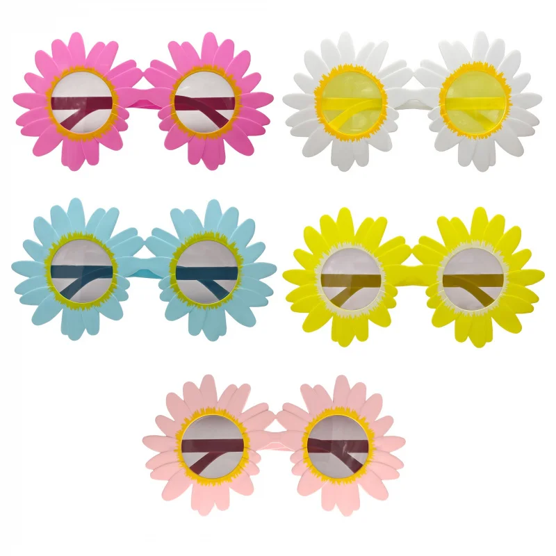 5 Pack Multicolor Sunflower Party Photo Glasses with Large Eyes Plastic Novelty Goggles for all-Occasion Costume Fun Photo Props
