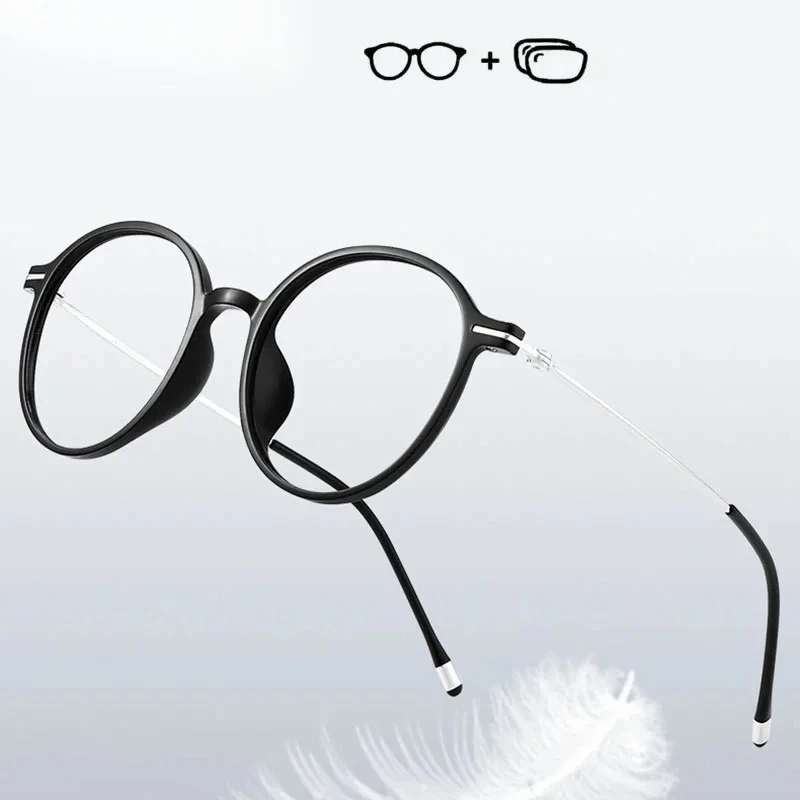 

KUXA женские оптические фотохромные очки с защитой от синего света, круглые прогрессивные очки для близорукости и дальнозоркости