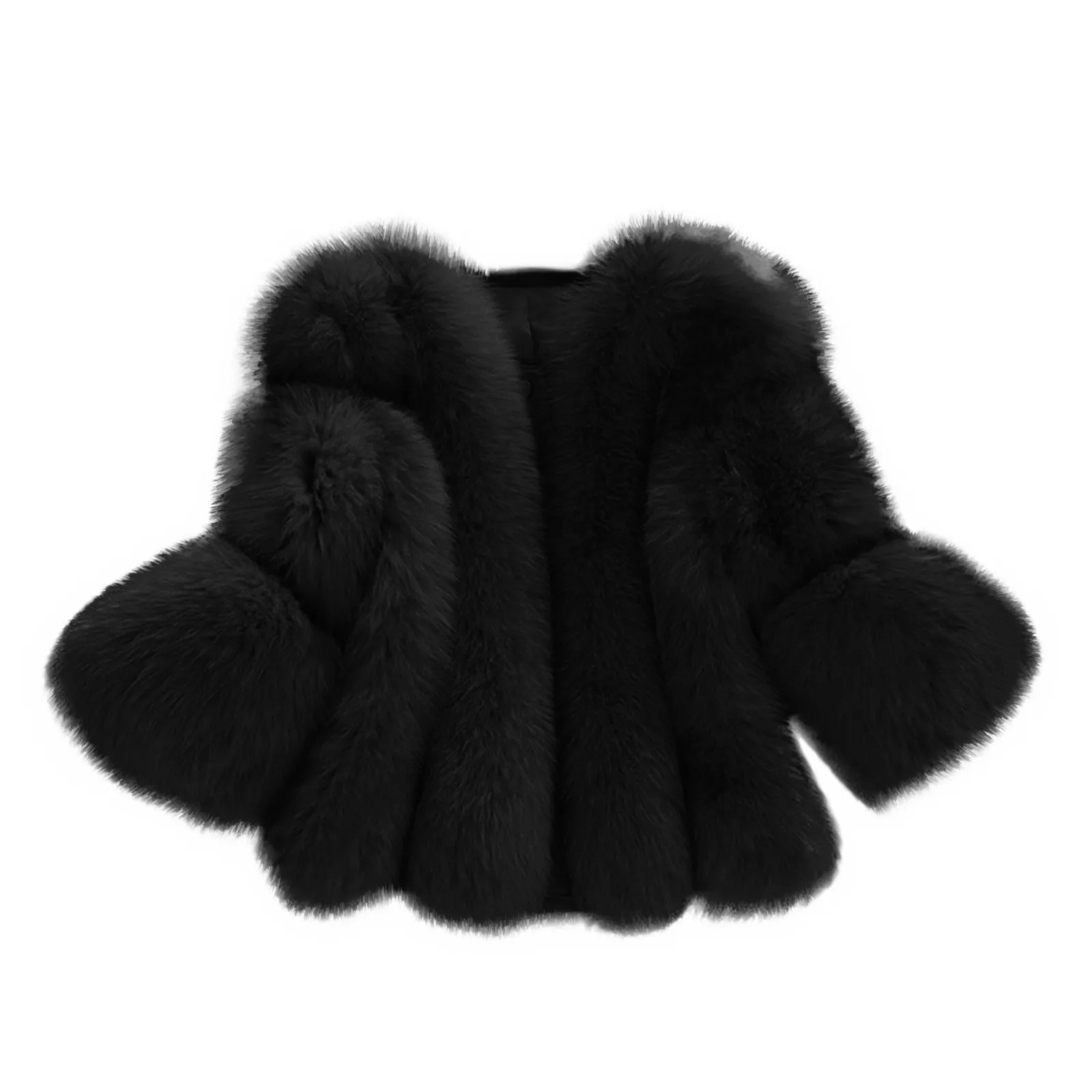 レディースフェイクファーコート,ラージサイズ,ウィンターファッション,ラウンドネック,厚手の暖かい毛皮のコート