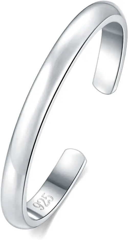 Rings - 925 Sterling Silver Band Ring - Waterproof 14K Gold Plated Toe Rings - Sterling Silver Rings for Women, 2 mm, 3mm, 4mm