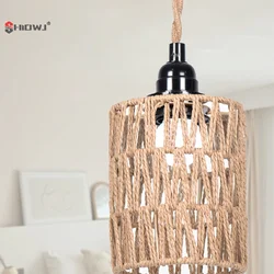 1 pz stile bohémien tessuto a mano decorazioni per la casa lampada da soffitto paralume in tessuto paralume in Rattan lampada a sospensione paralume