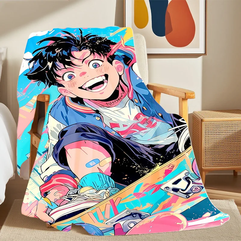 قطعة واحدة من بطانية رمي لوح التزلج من الرسوم المتحركة - أريكة خفيفة الوزن لجميع المواسم، سرير، بطانية للتخييم والسفر - نسيج بوليستر ناعم