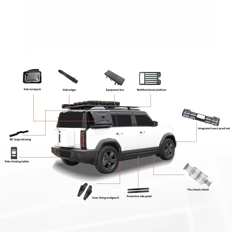 For Chery ICAR 03 / Jiacu J6 Roof Rack Platform Kit Aluminum Off-Road Cargo Roof Rack with Side Ladder Off-Road Accessories