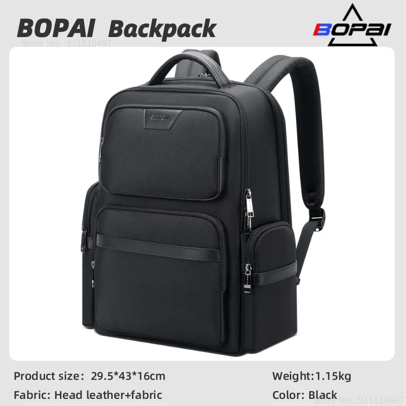 BOPAI Men’s Business Backpack Large Capacity 15.6 Inch Laptop Backpack Outdoor School Backpack  Fashion Travel Shoulder Bag