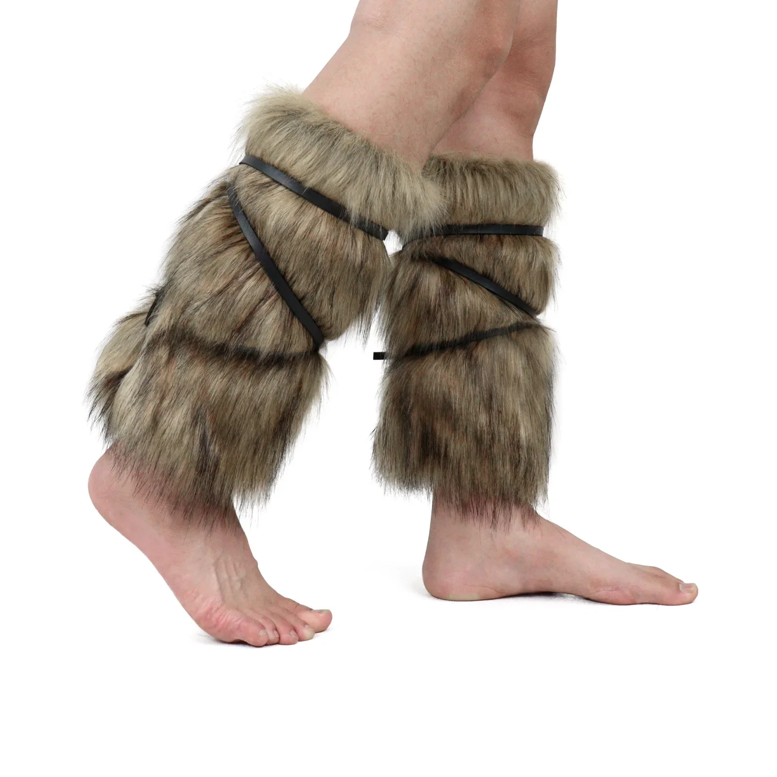 Adult Halloween Viking Costume Faux Fur Shawl Medieval Shoulder Wrap Adult Norse Warrior Arm Leg Warmers Cosplay PropsOutfit