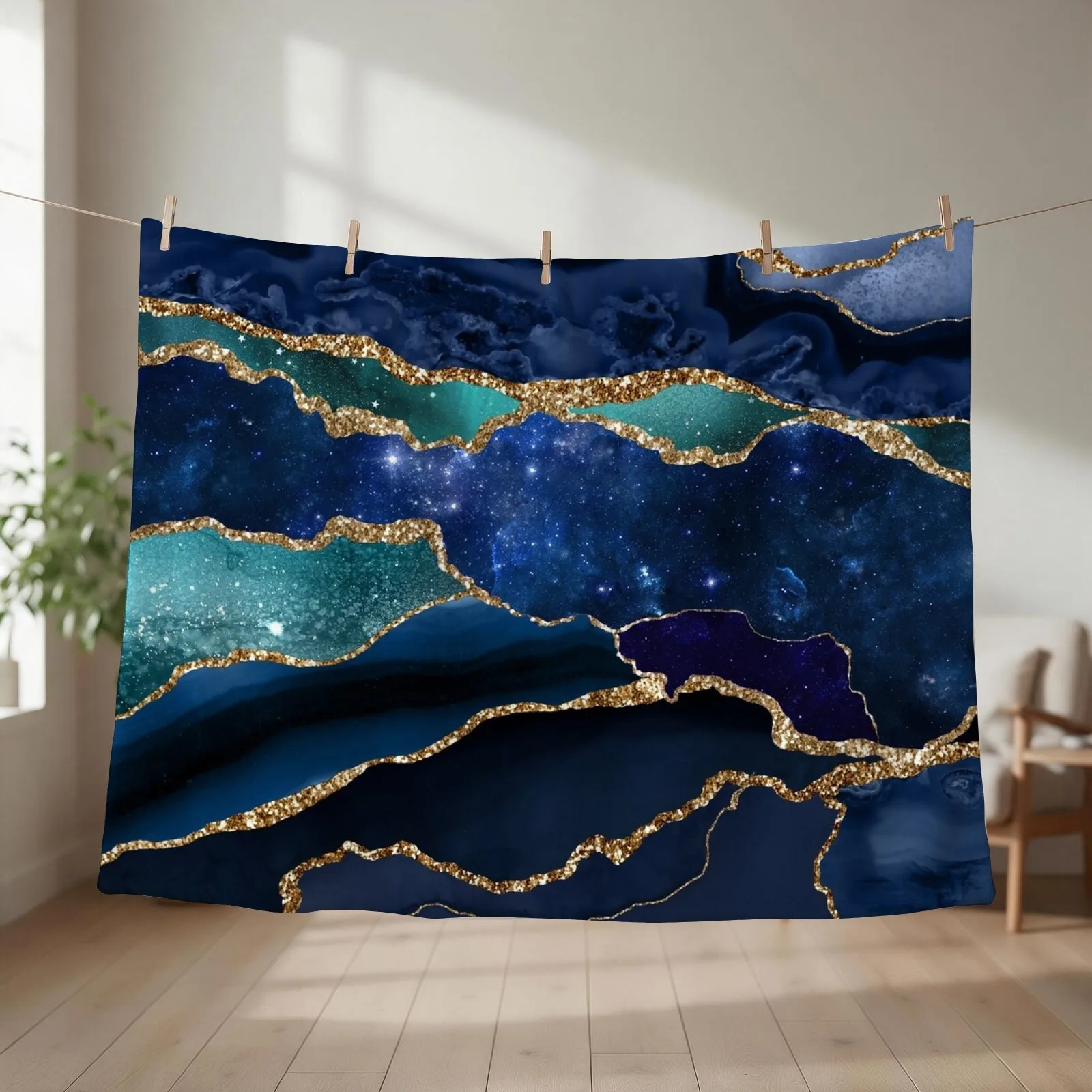 Glamour Milky Way Faux Marble Galaxy I Throw Blanket Winter beds Soft Beds Plaid Heavy Blankets